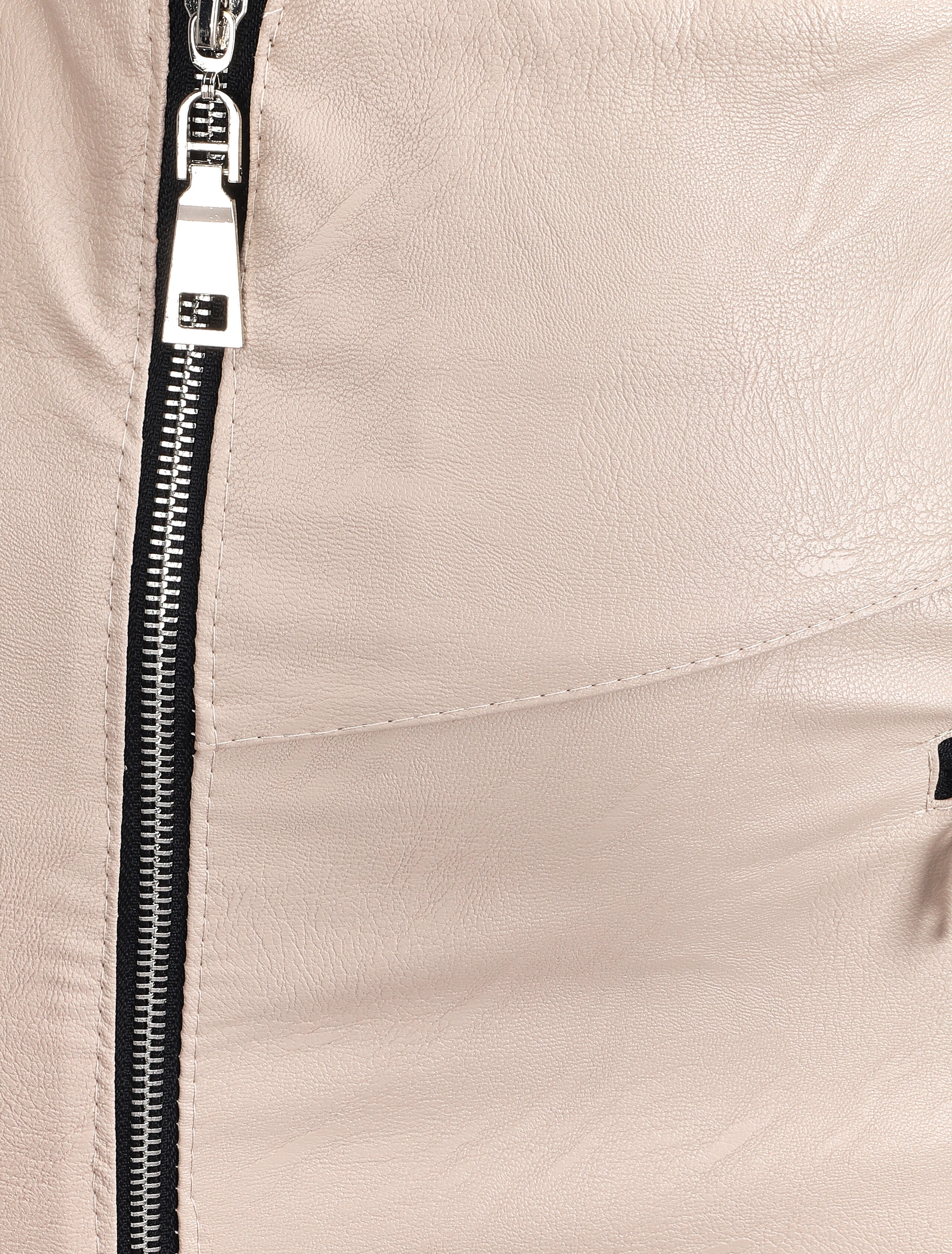 Jupe zippée en simili à bords asymétriques - Beige - 3