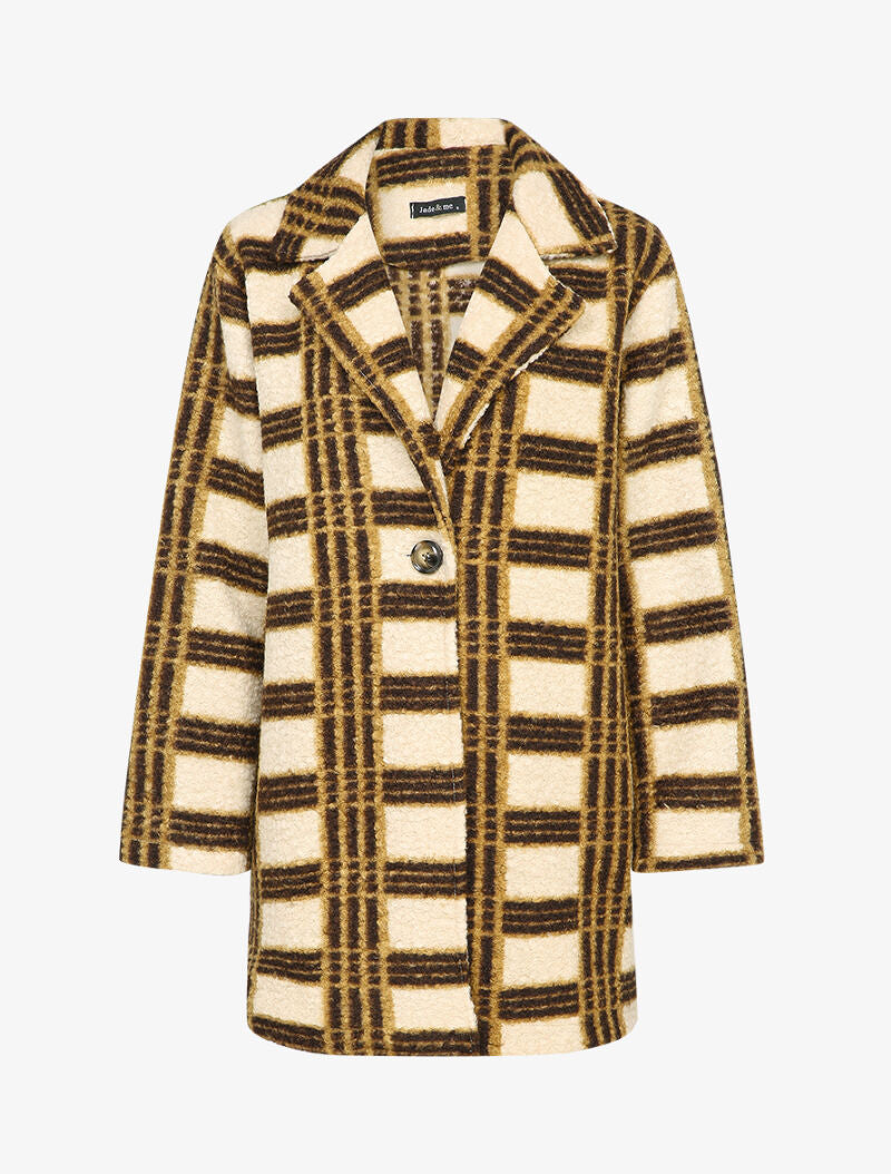Manteau mi-long à carreaux - Beige/camel - 1