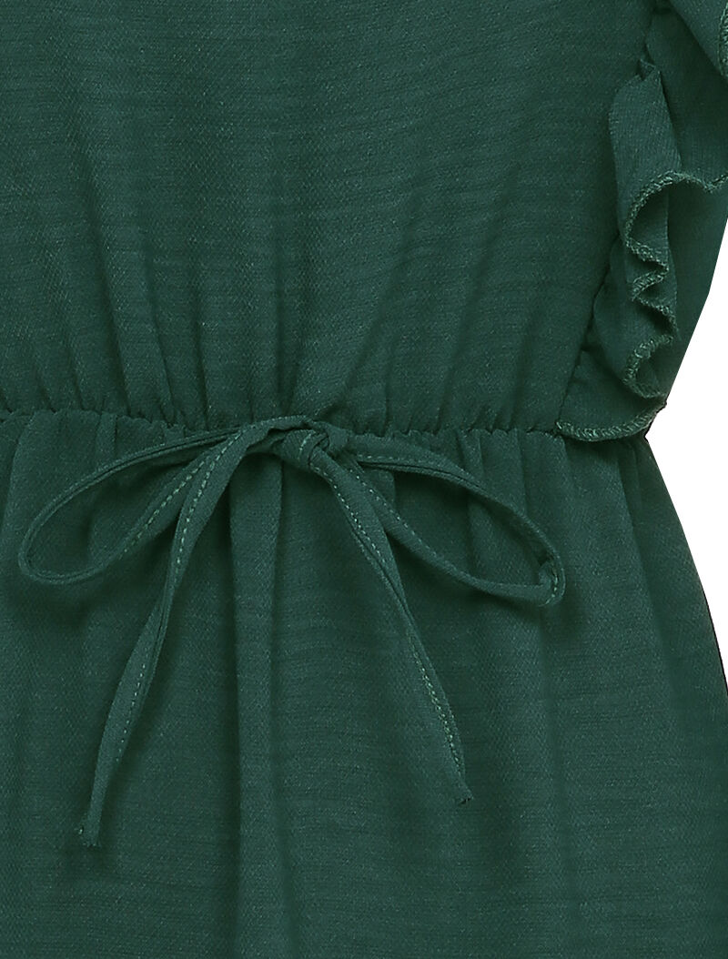 Robe patineuse à épaules et bords volantés - Vert sapin - 3
