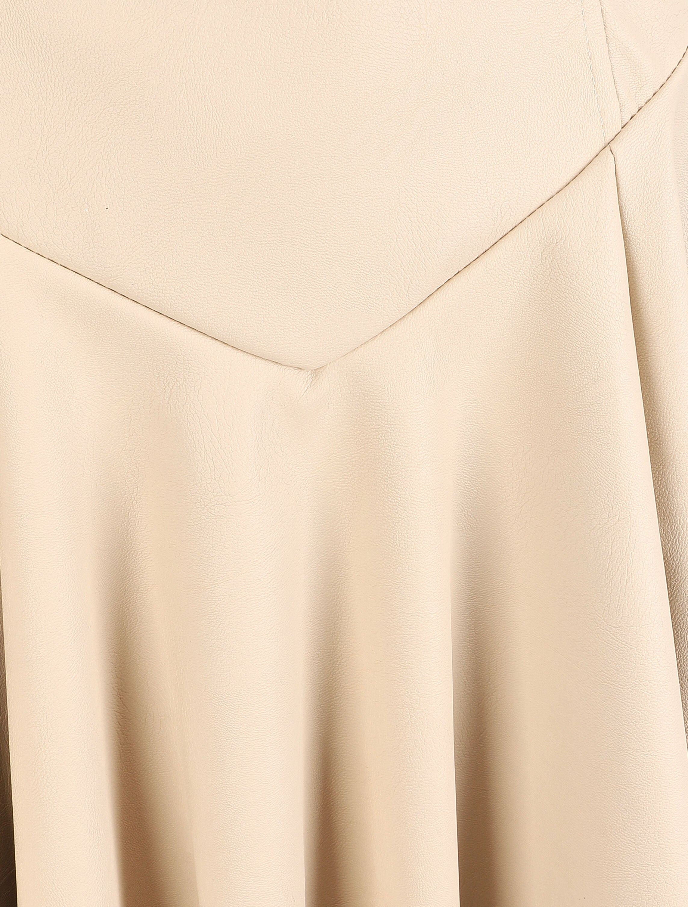 Robe volantée en simili à fines bretelles - Beige - 3