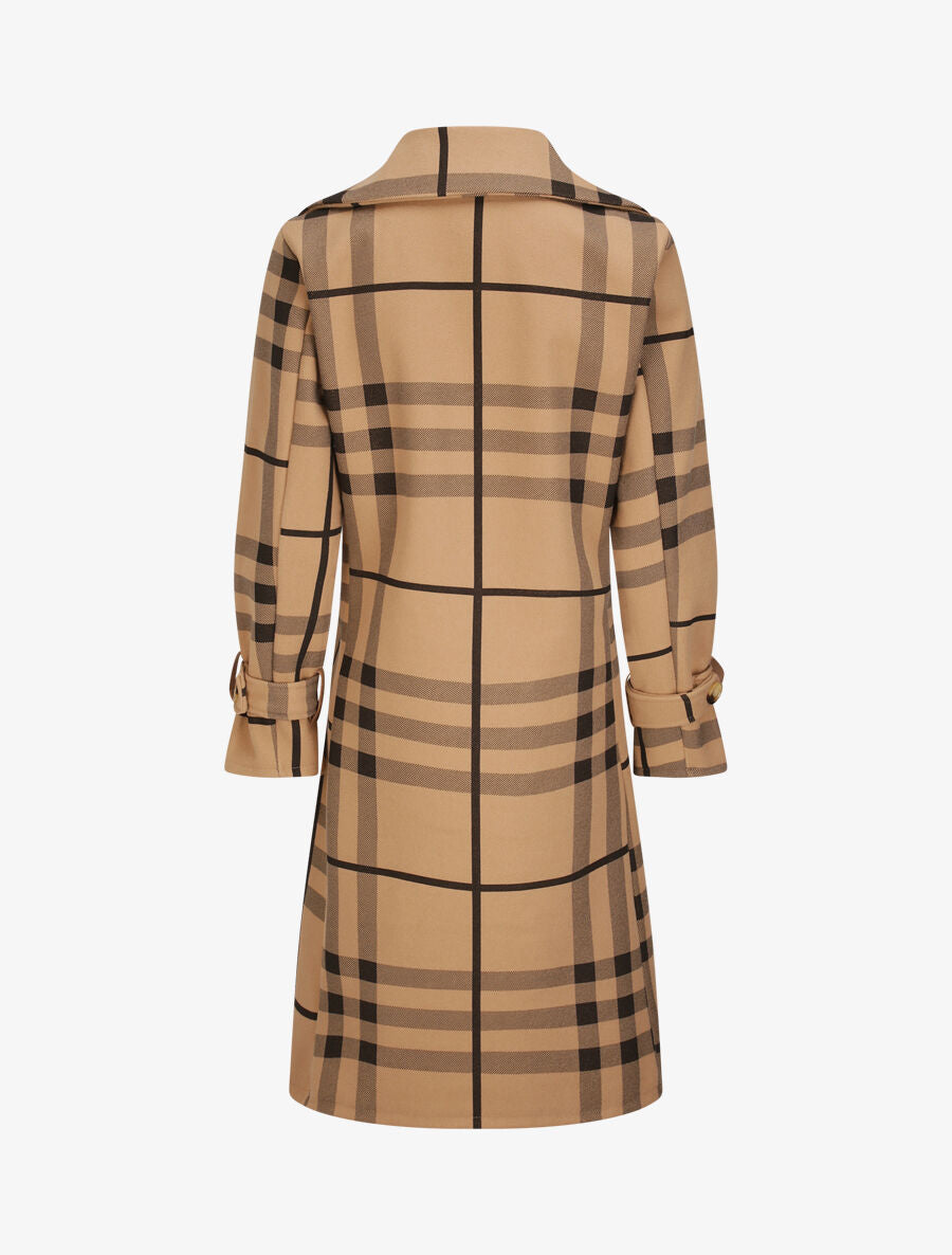 Manteau à carreaux style trench - Camel - 2