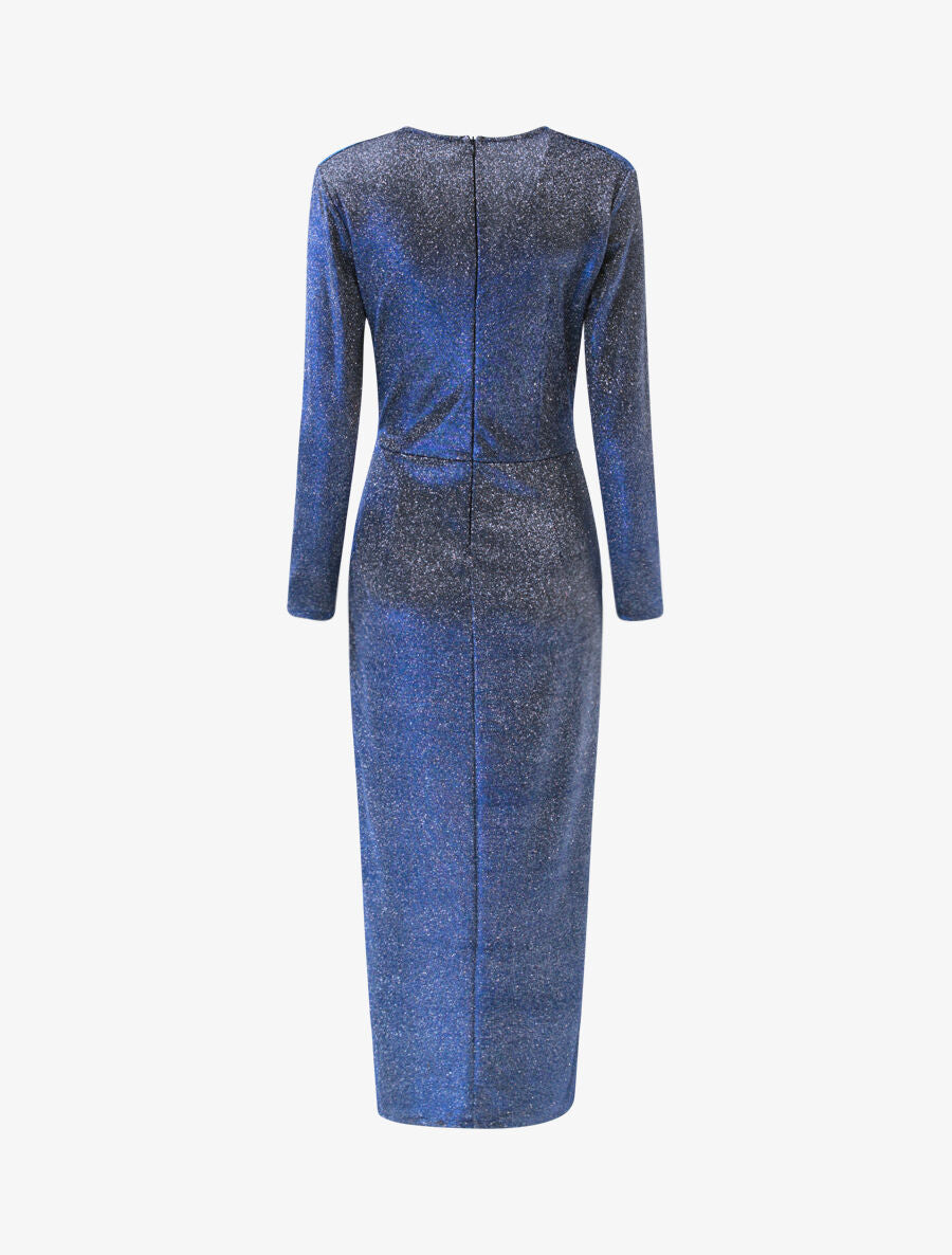 Robe longue empire à paillettes - Bleu - 2