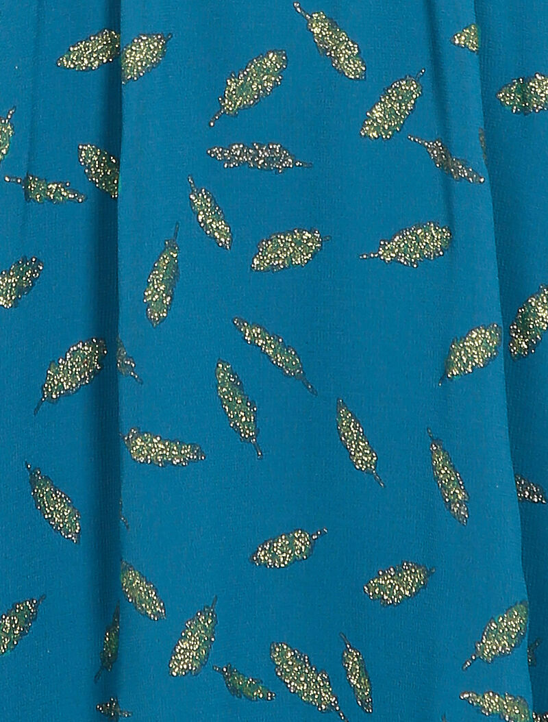 Robe mi-longue à détails irisés plumes - Bleu - 3