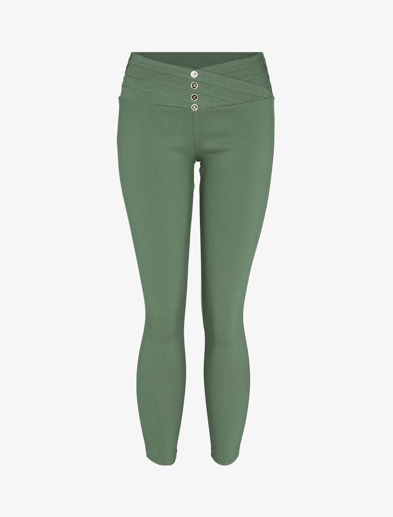 Legging taille basse à coutures stylisées - Kaki - 1