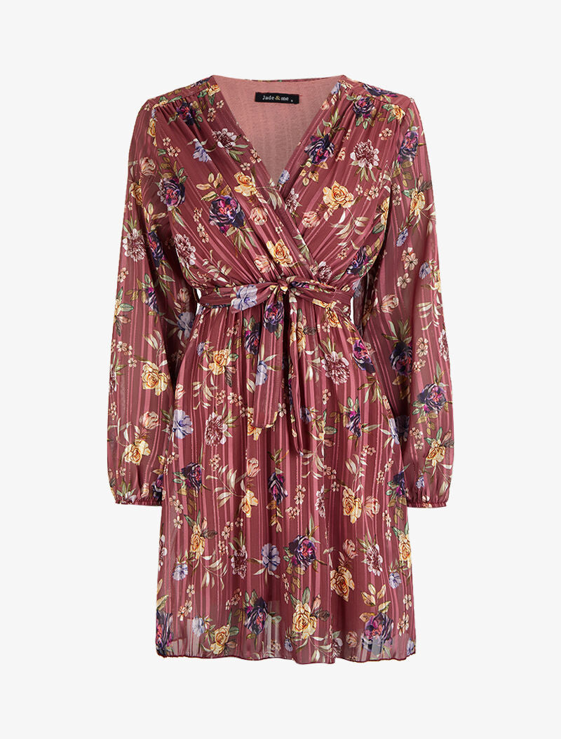 Robe patineuse cache-coeur à motif roses - Mauve - 4