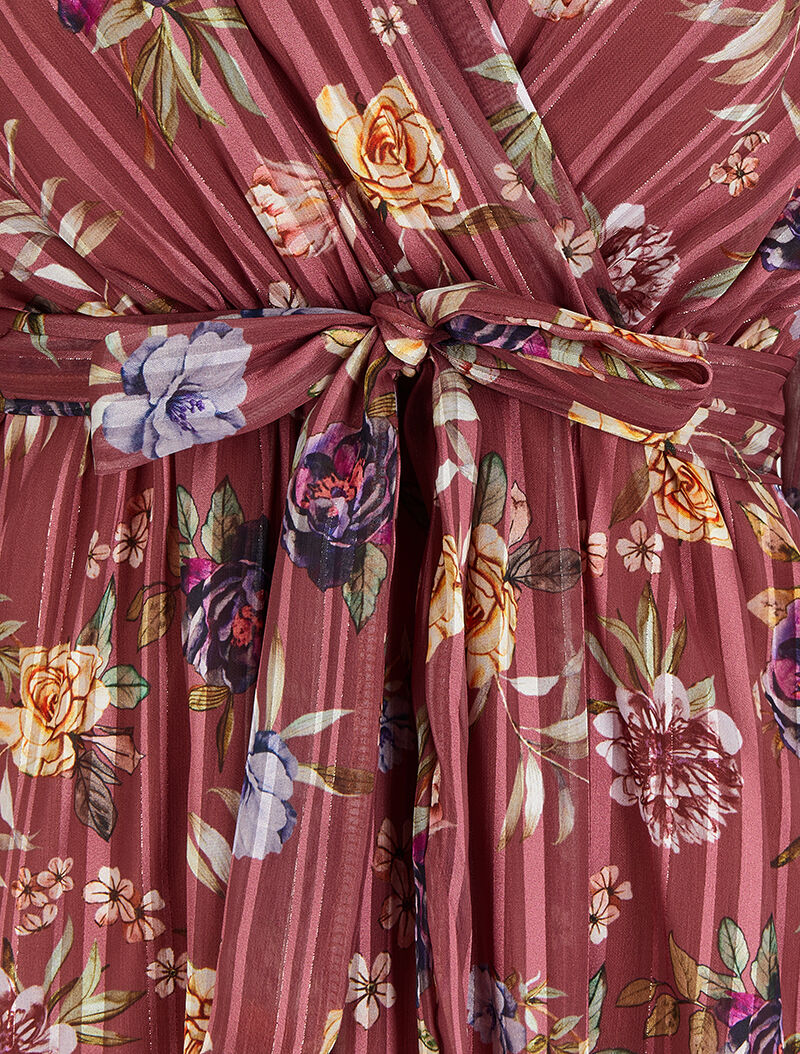 Robe patineuse cache-coeur à motif roses - Mauve - 3