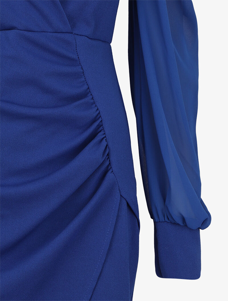 Robe portefeuille col cache-coeur - Bleu roi - 3