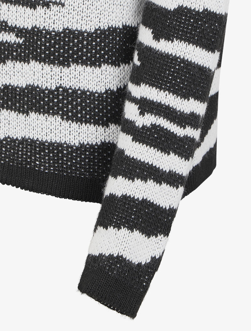 Pull à col roulé imprimé zèbre - Noir - 3