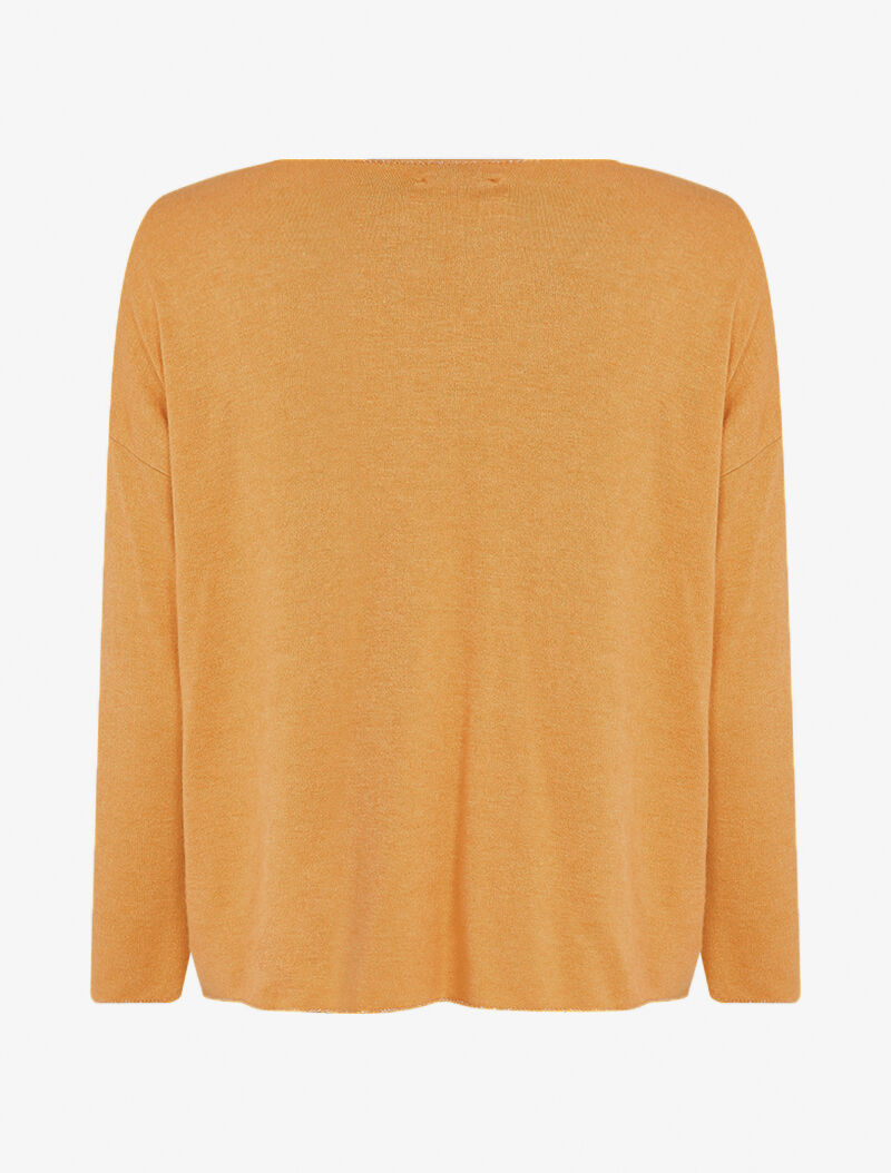 Pull fin oversize orné de strass - Jaune - 2