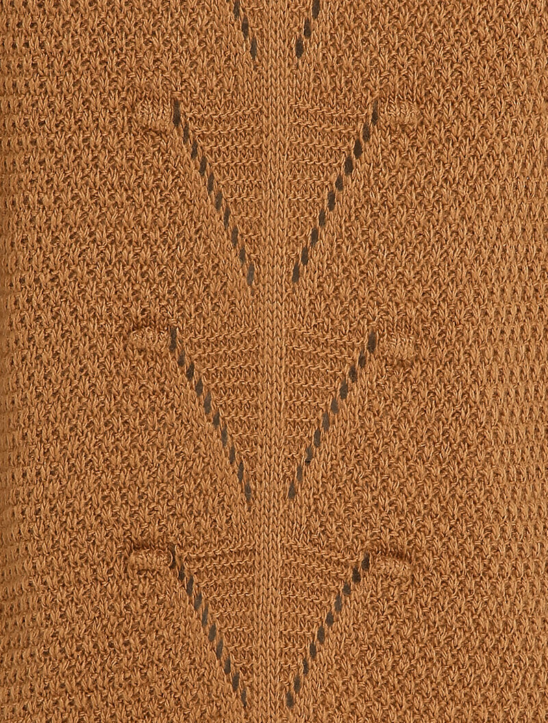 Pull long à dos en maille ajourée - Camel - 3
