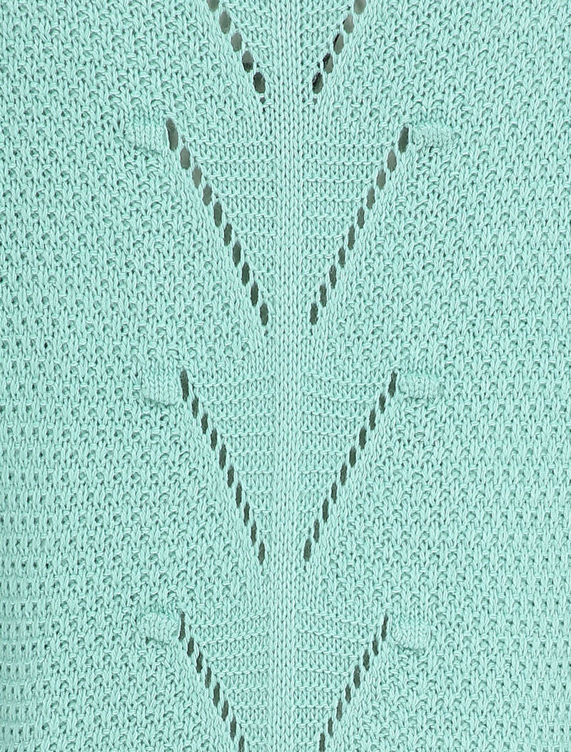 Pull long à dos en maille ajourée - Bleu ciel - 3