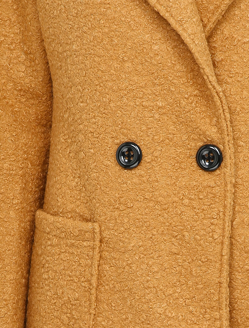 Manteau croisé effet laine bouclée - Camel - 3
