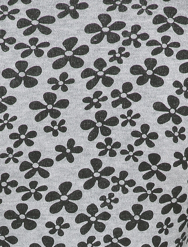 Body col V à imprimé fleurs hippies - Gris clair - 3