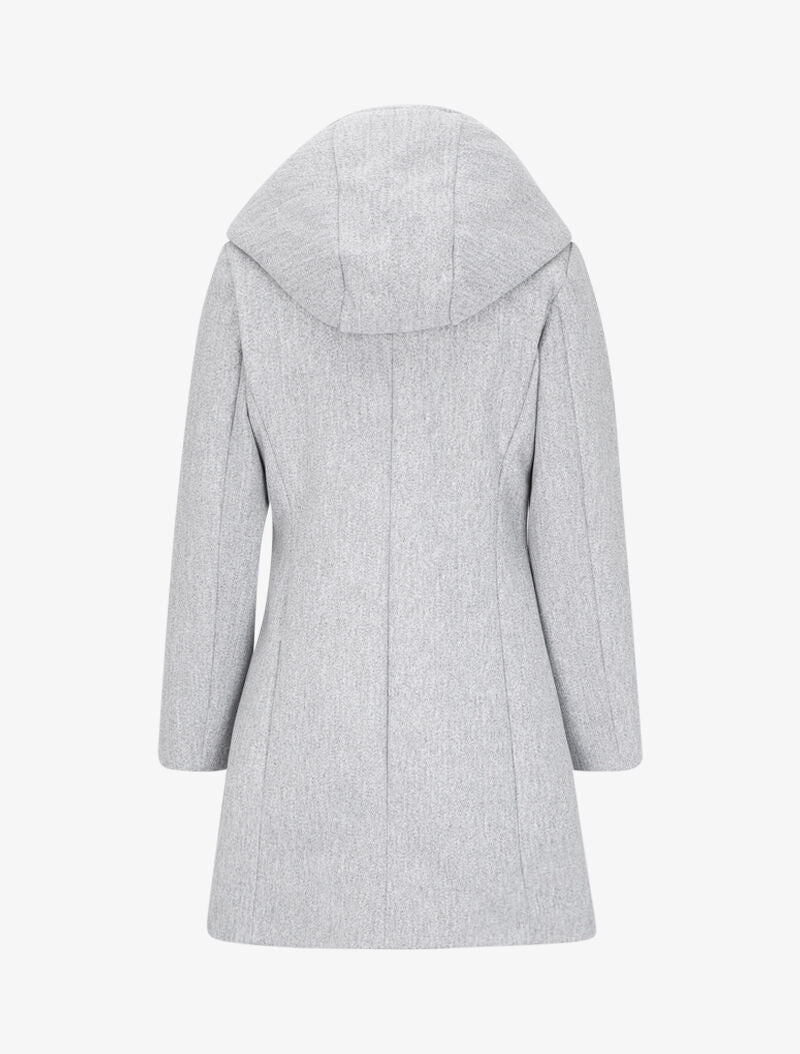 Manteau à capuche et à zip asymétrique - Gris clair - 2