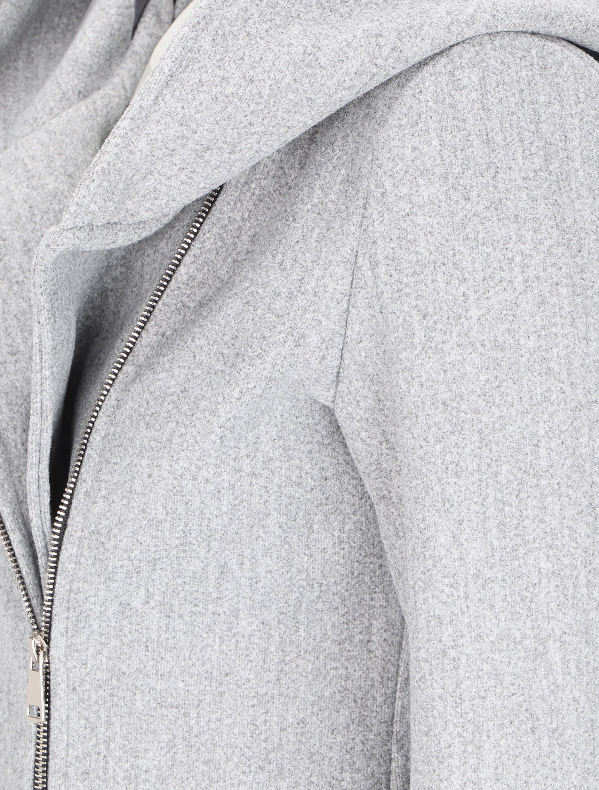 Manteau à capuche et à zip asymétrique - Gris clair - 3
