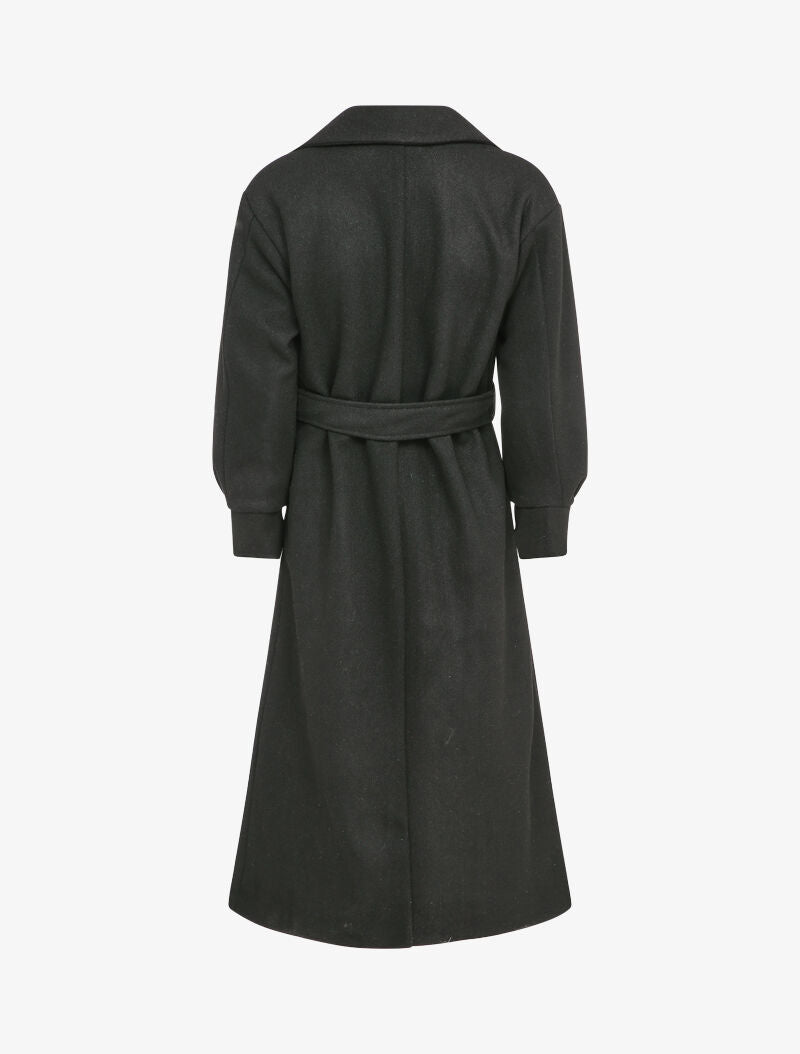 Manteau long à manches ballon - Noir - 2