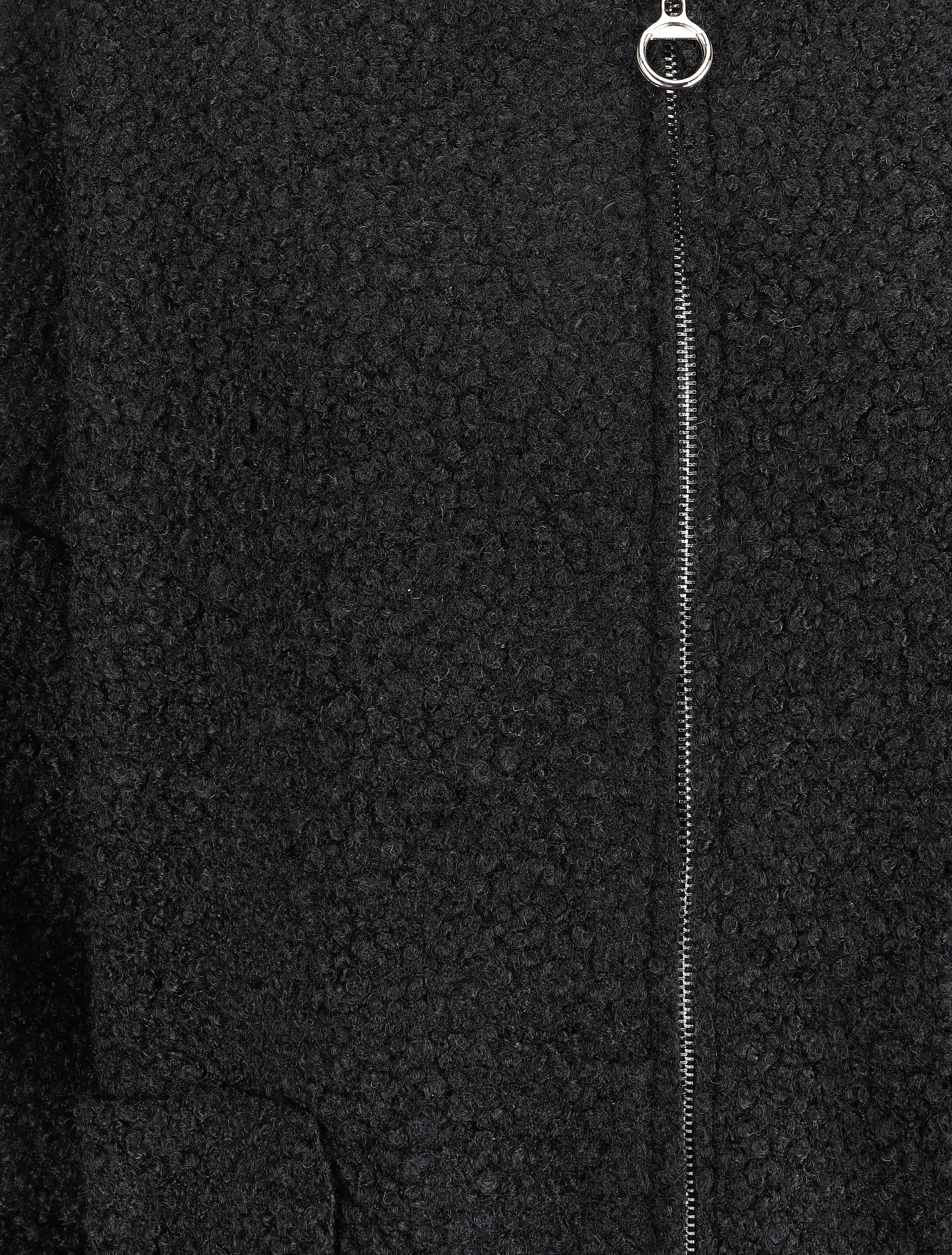 Manteau oversize à capuche en maille bouclette - Noir - 3