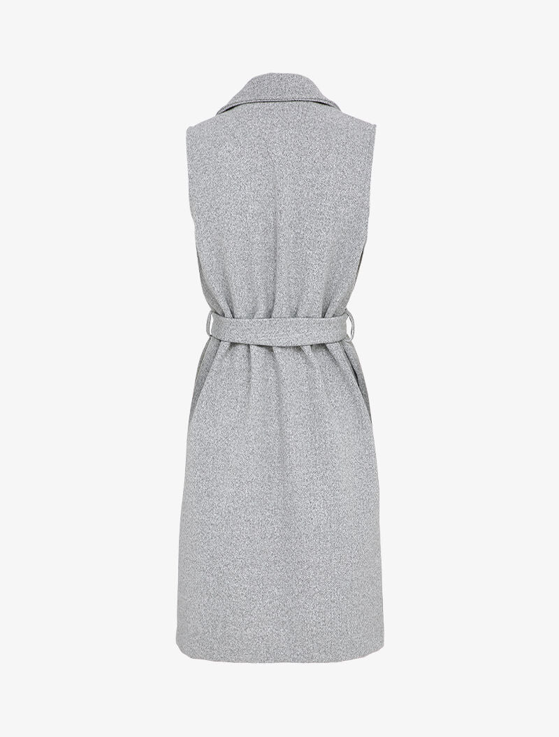 Veste longue sans manches à pans asymétriques - Gris chiné - 2