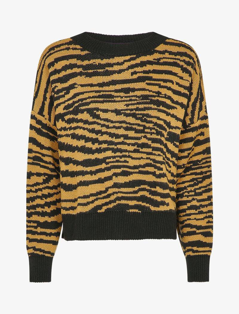 Pull court à imprimé zèbre - Camel - 1