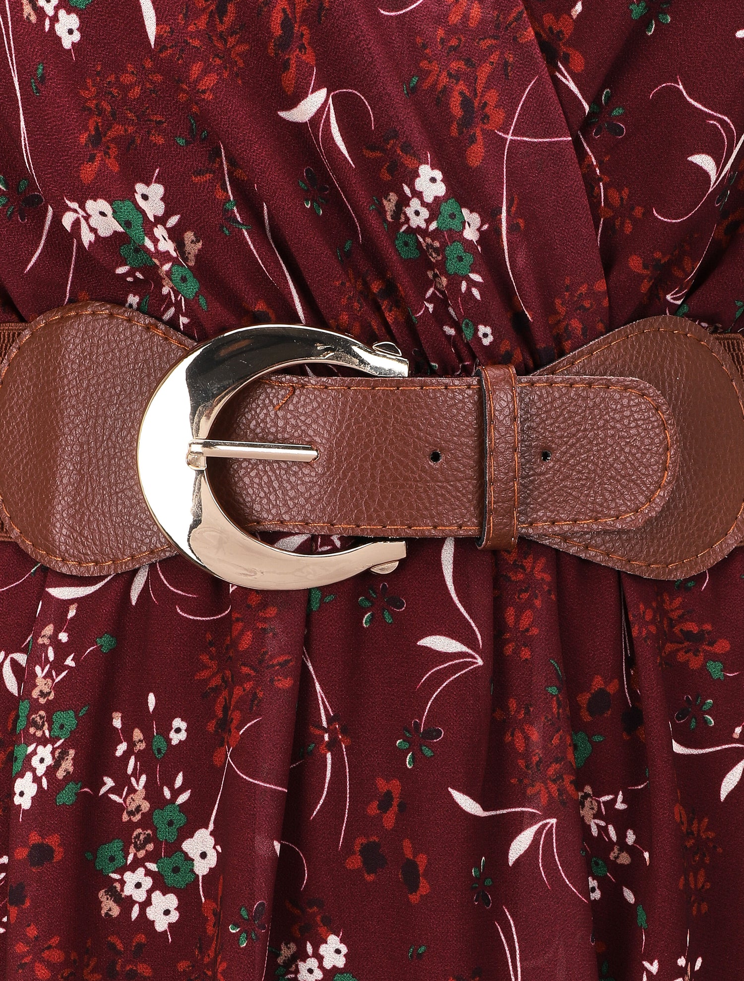 Robe cache-coeur à imprimé petites fleurs - Bordeaux - 3