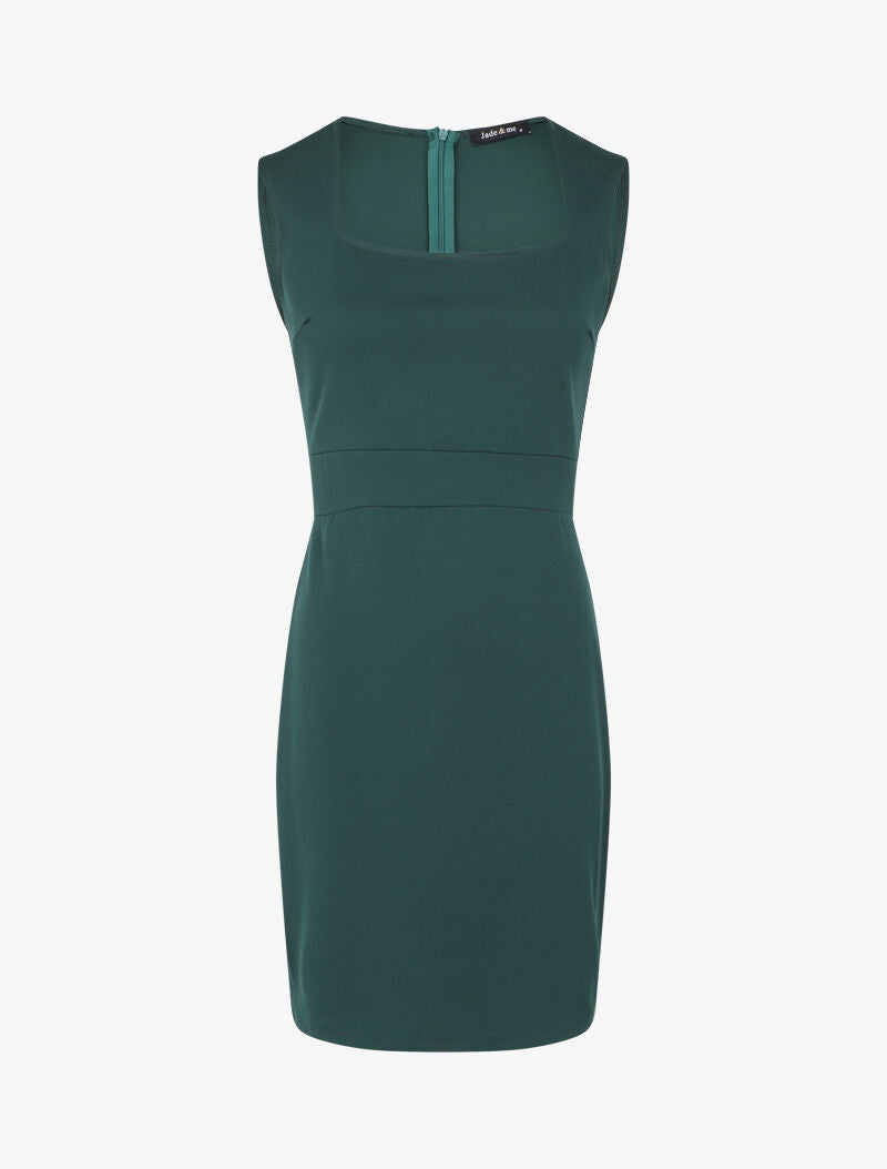 Robe droite sans manches à col carré - Vert - 4