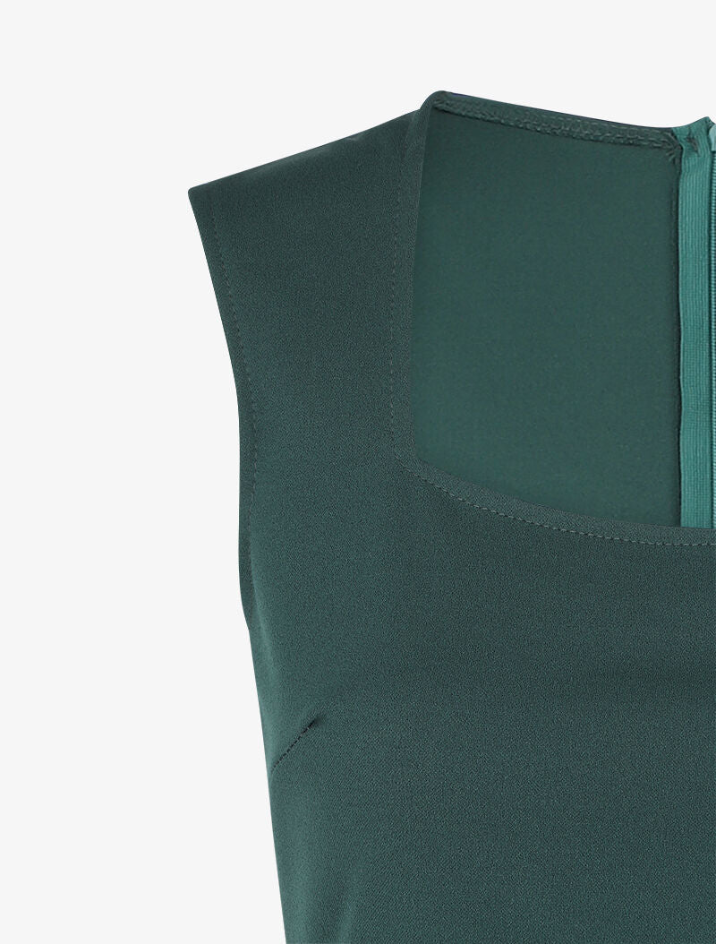 Robe droite sans manches à col carré - Vert - 3