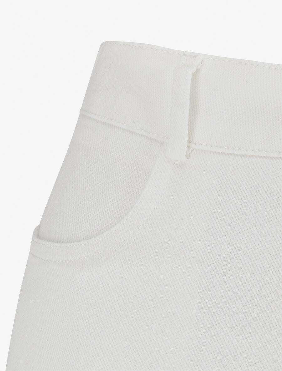 Short uni en jean à revers - Blanc - 3