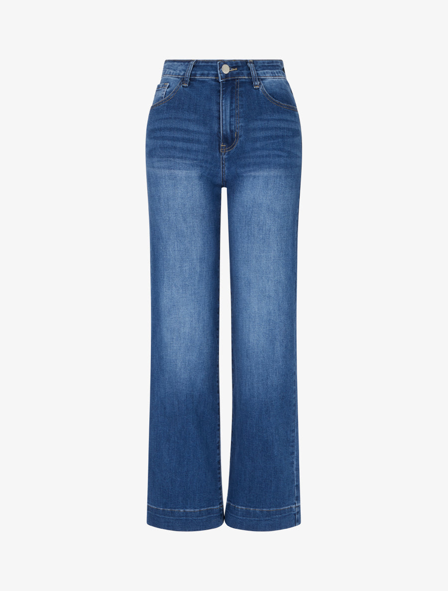 Jean taille haute coupe droite - Bleu - 1