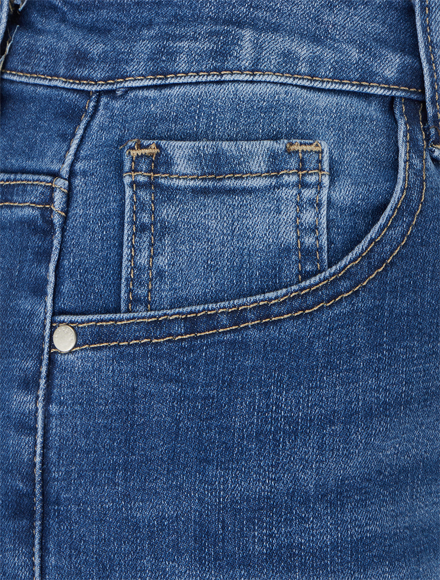 Jean taille haute coupe droite - Bleu - 3