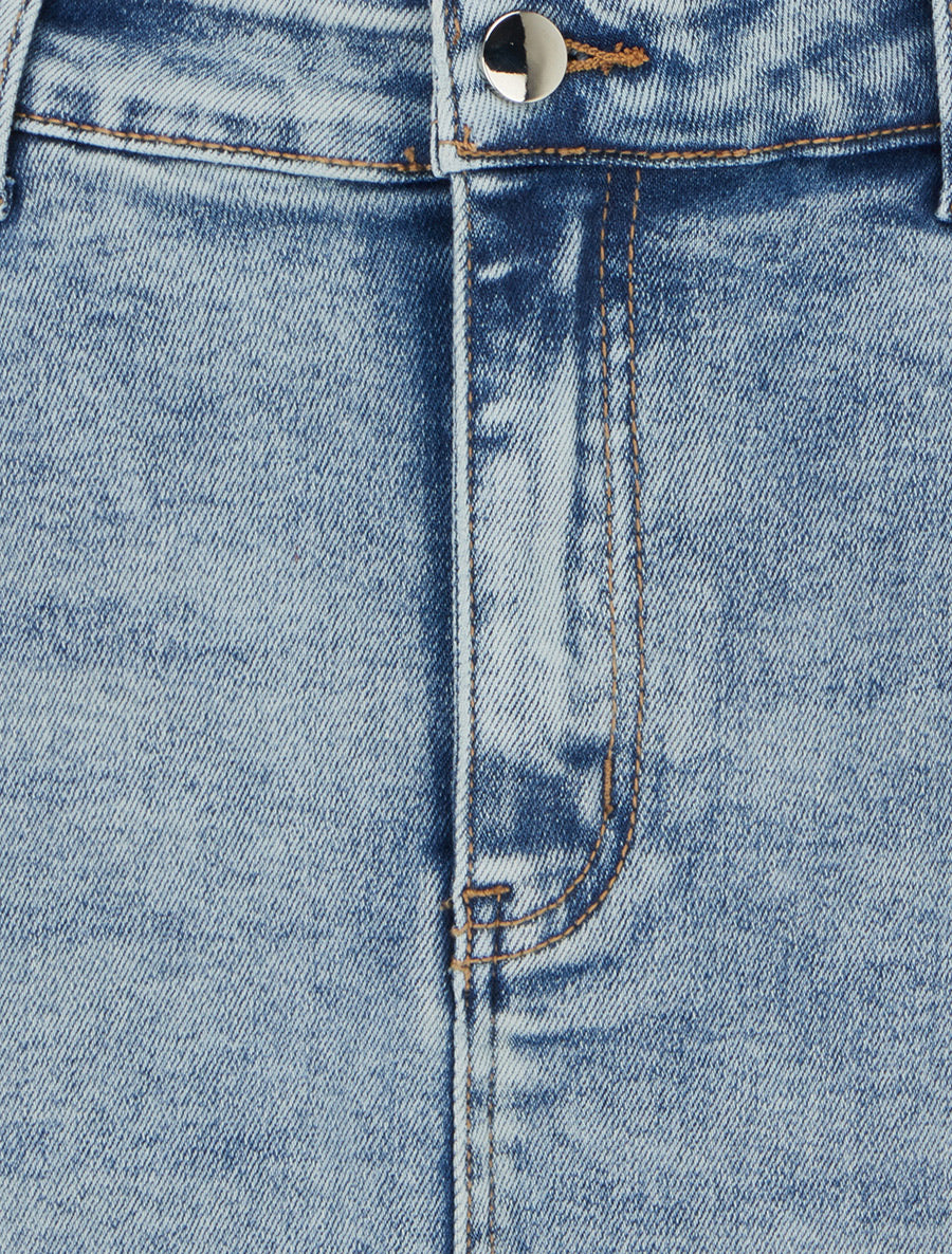 Jupe en jean délavée - Bleu - 3