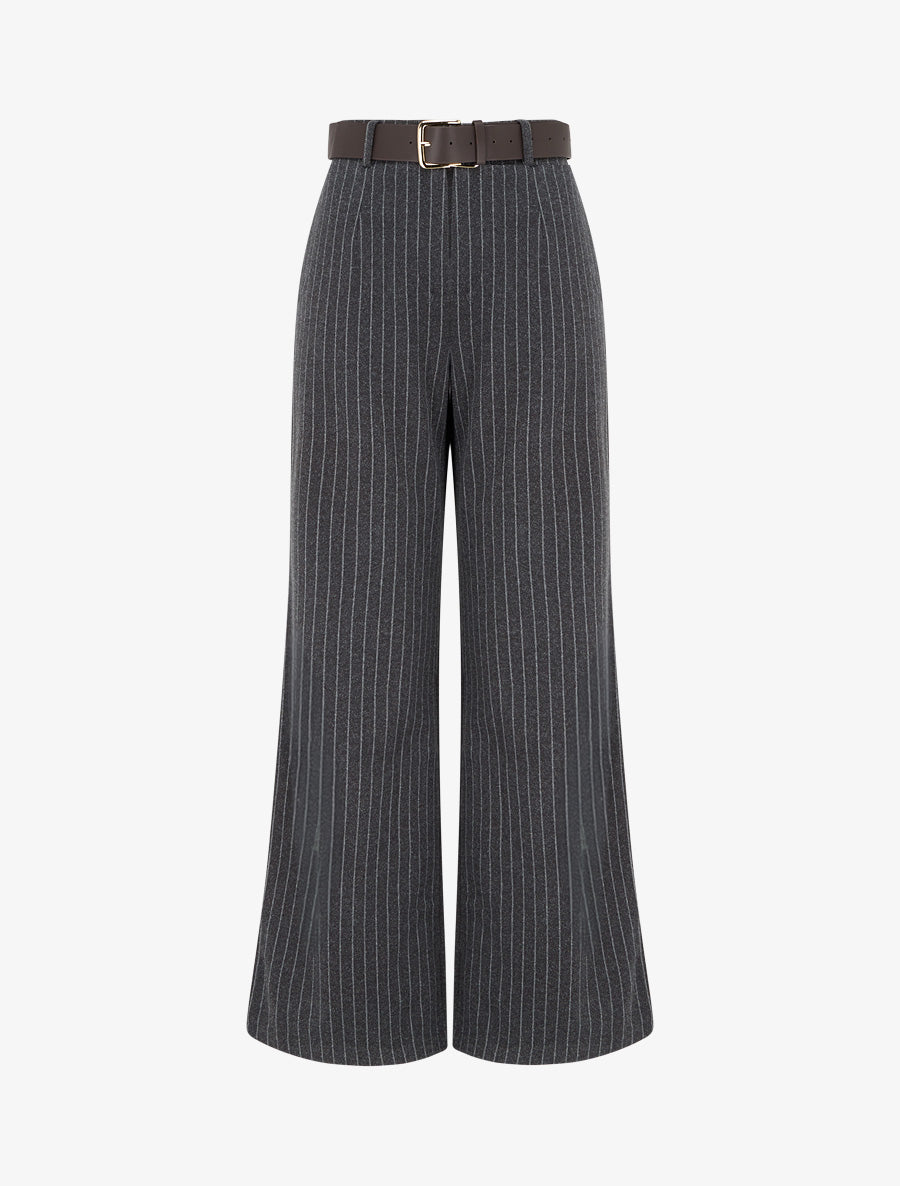 Hoge taille wijde broek met strepen - Antracietgrijs