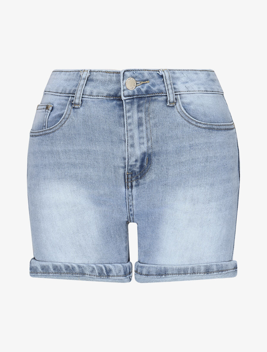Short en jean droit taille standard - Bleu - 5