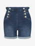 Short en jean à fermeture boutonnée - Bleu - 1