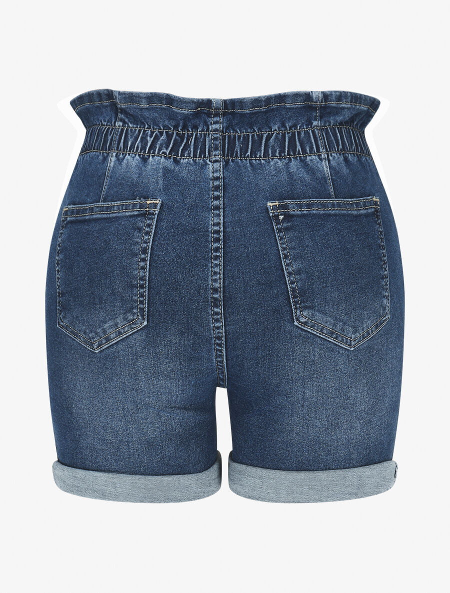 Short en jean à fermeture boutonnée - Bleu - 2