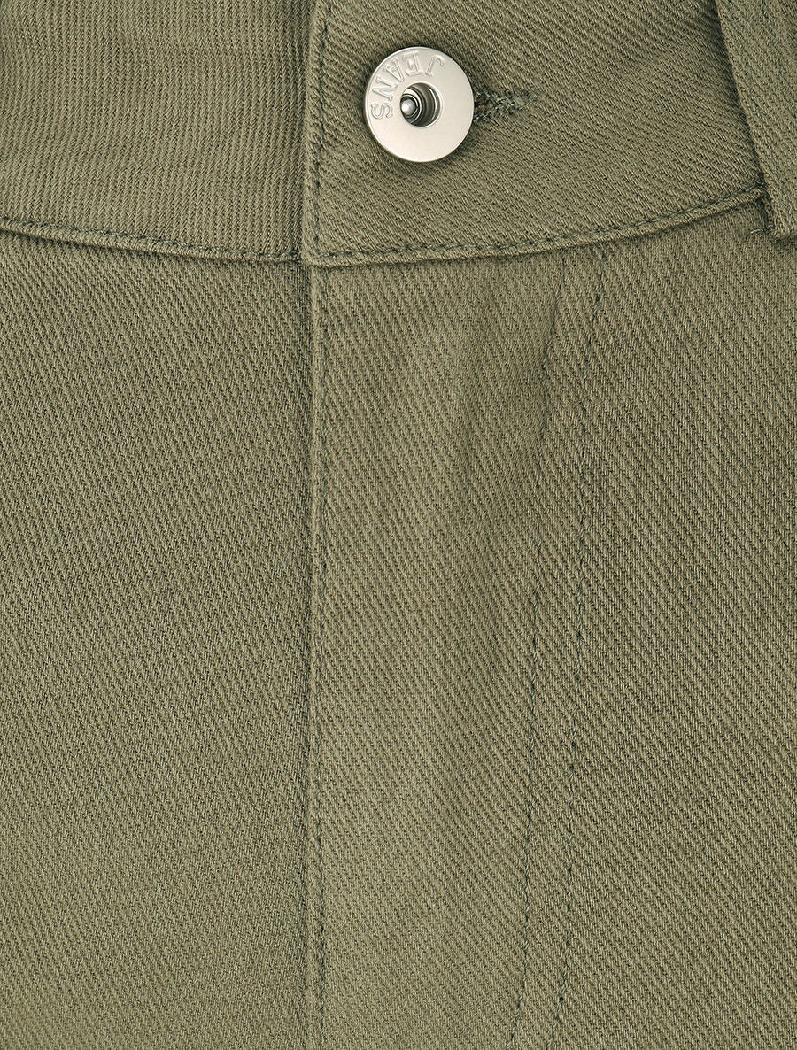 Jean wide leg taille haute coupe droite - Kaki - 3