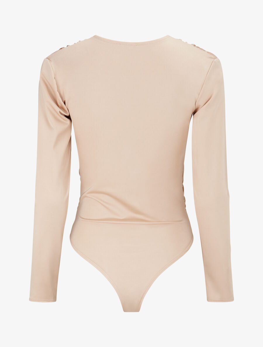 Body stretch à ventre plissé - Beige - 2