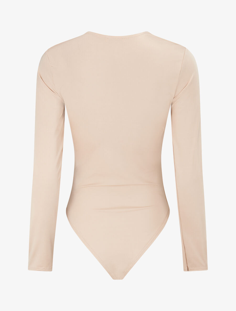 Body stretch à décolleté torsadé - Beige - 2
