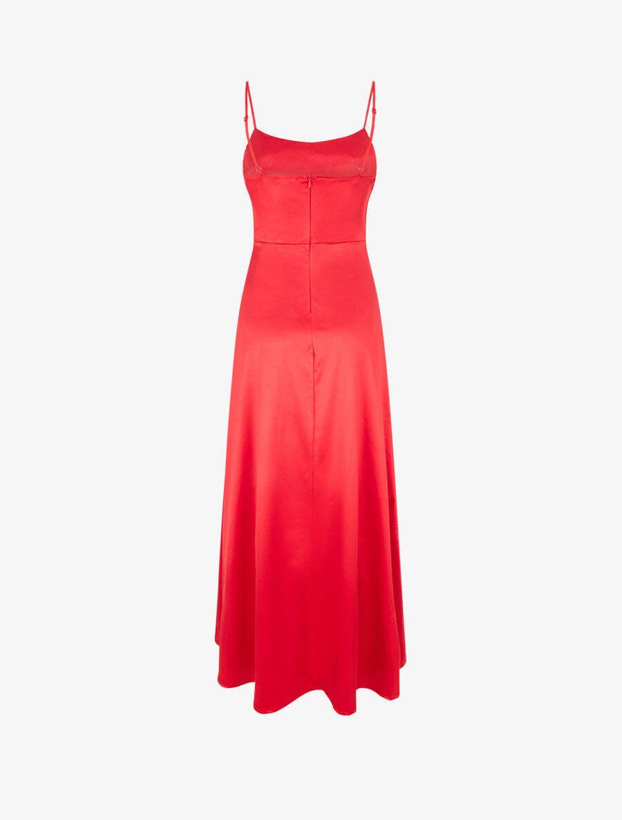 Robe de soirée longue évasée - Rouge - 2