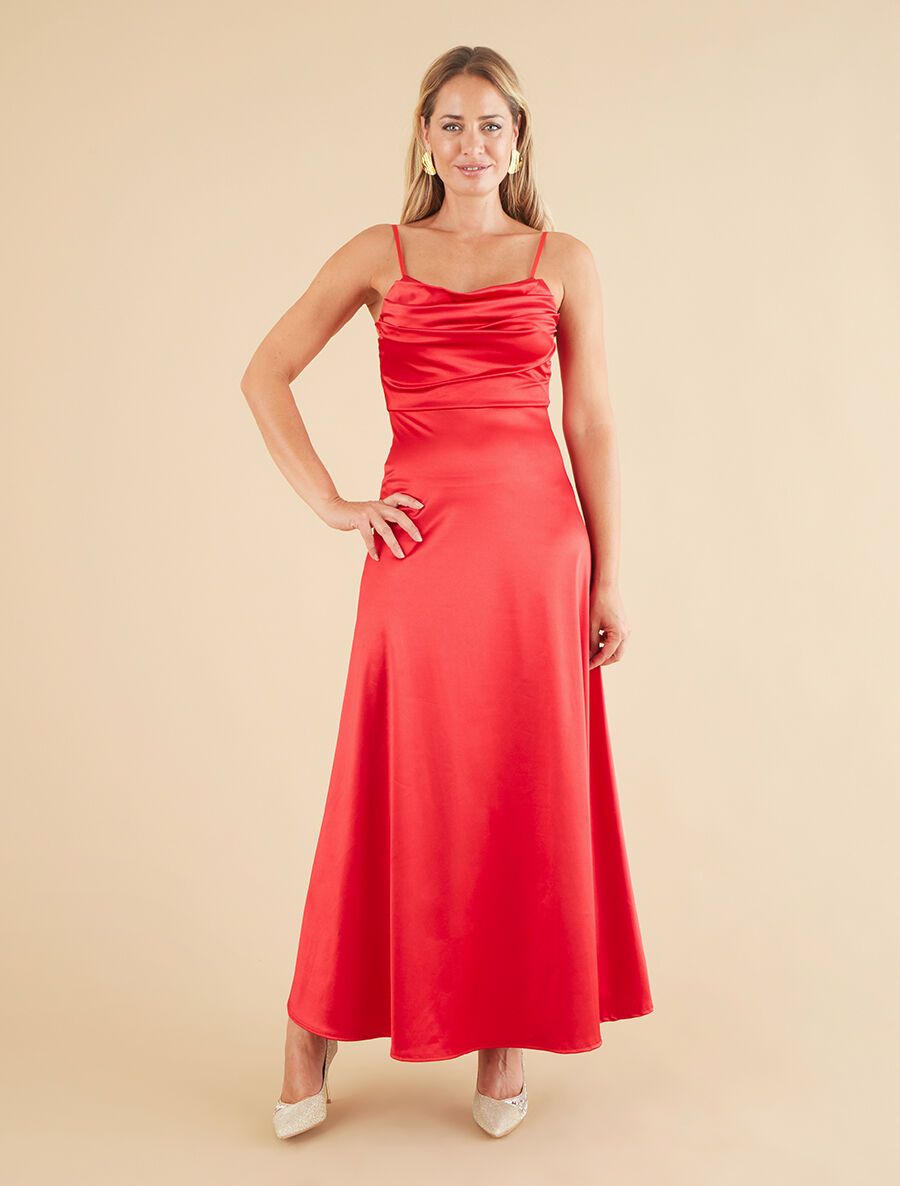 Robe de soirée longue évasée - Rouge - 4