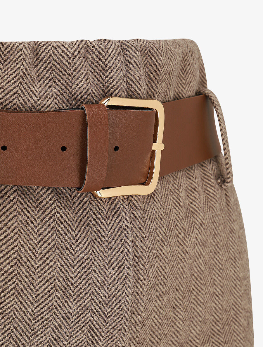 Pantalon ample en tweed - Camel - 3