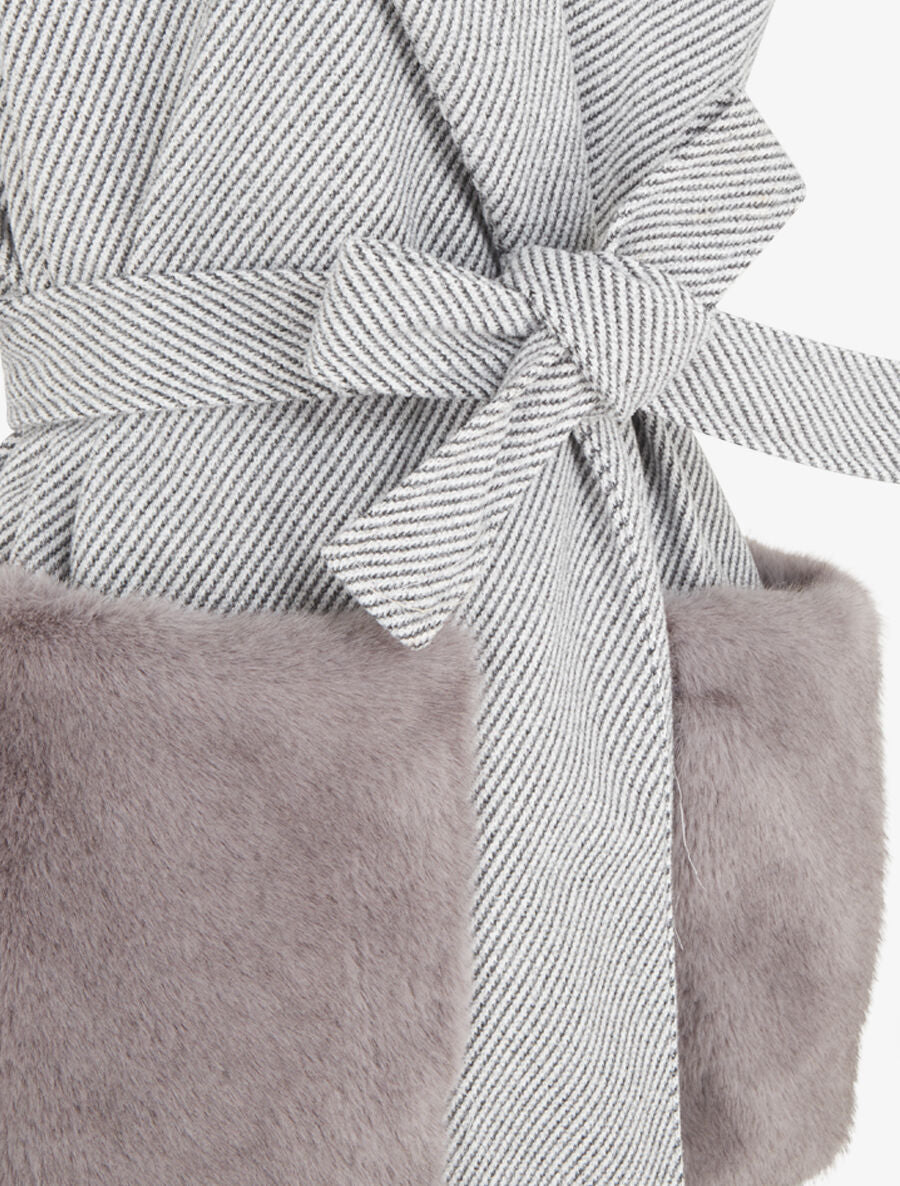 Veste à empiècement fourrure synthétique effet fausses poches - Gris - 3