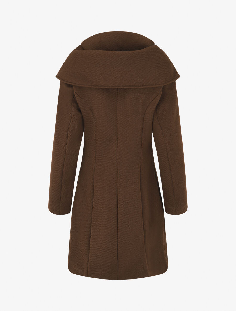 Manteau texturé et zippé à capuche - Marron - 2
