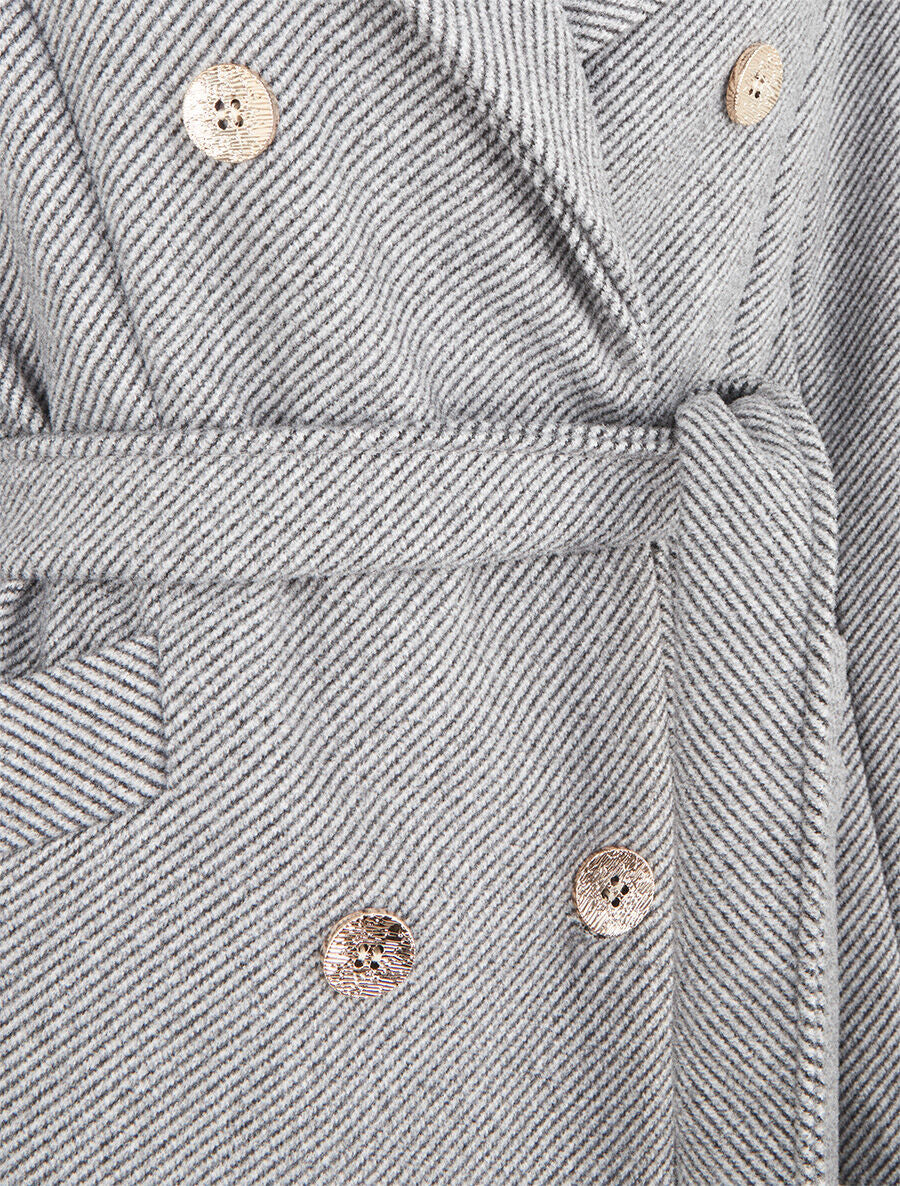 Manteau uni à boutons décoratifs - Gris - 3