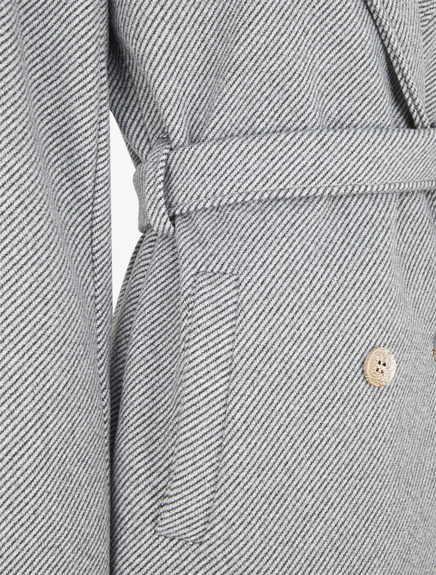 Manteau long à boutons décoratifs dorés - Gris/noir - 3