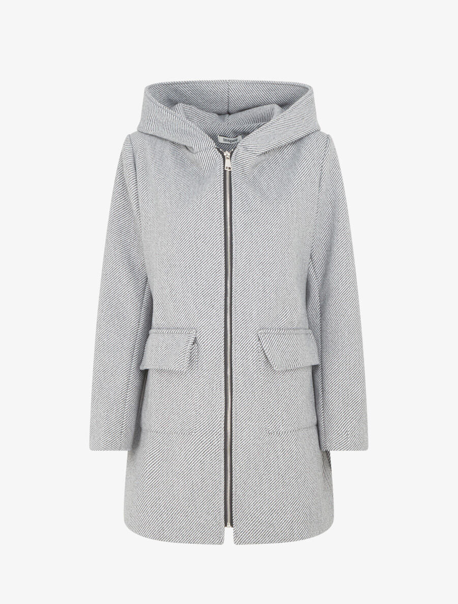 Manteau zippé à capuche - Gris/noir - 4