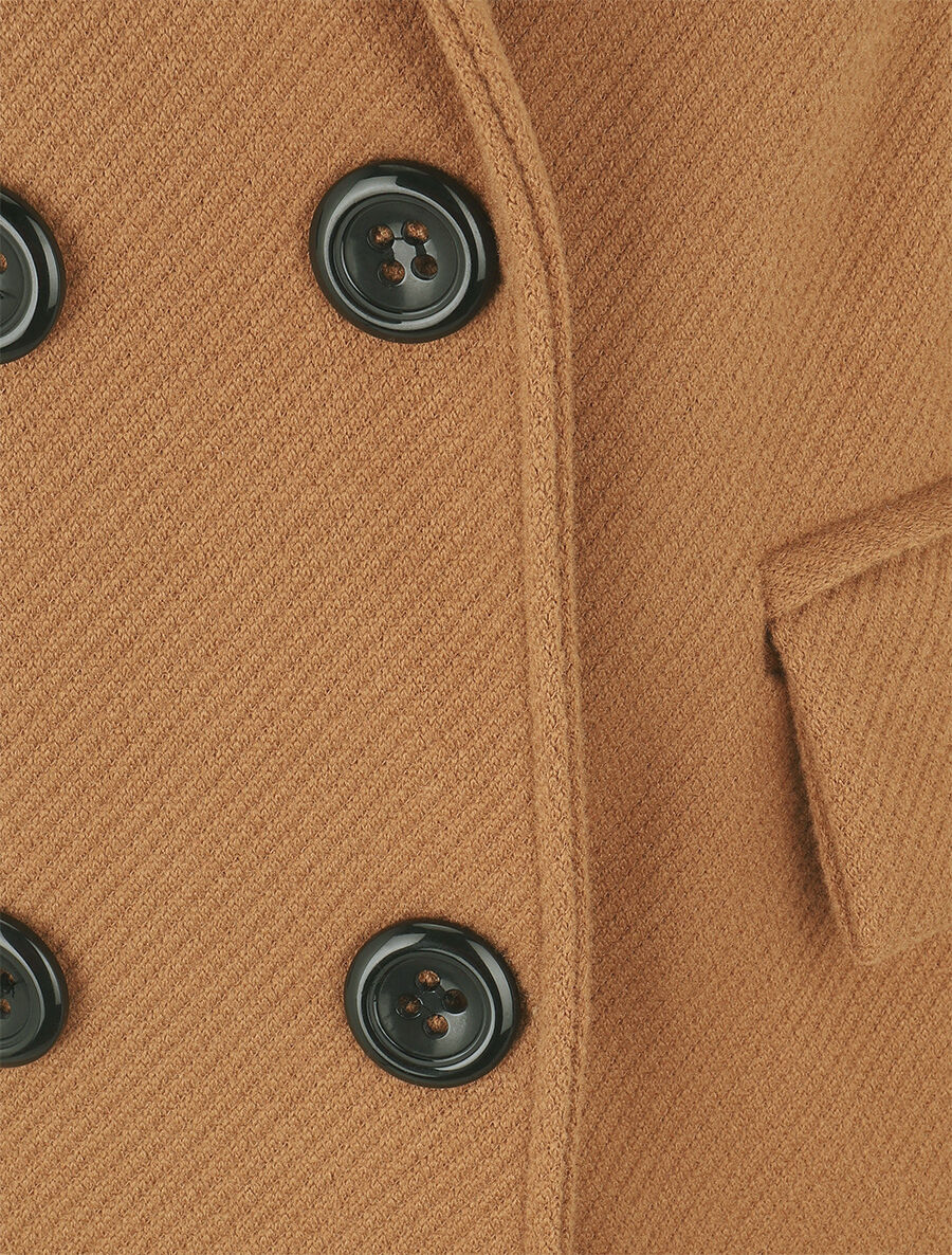 Manteau long uni à col cranté - Camel - 3