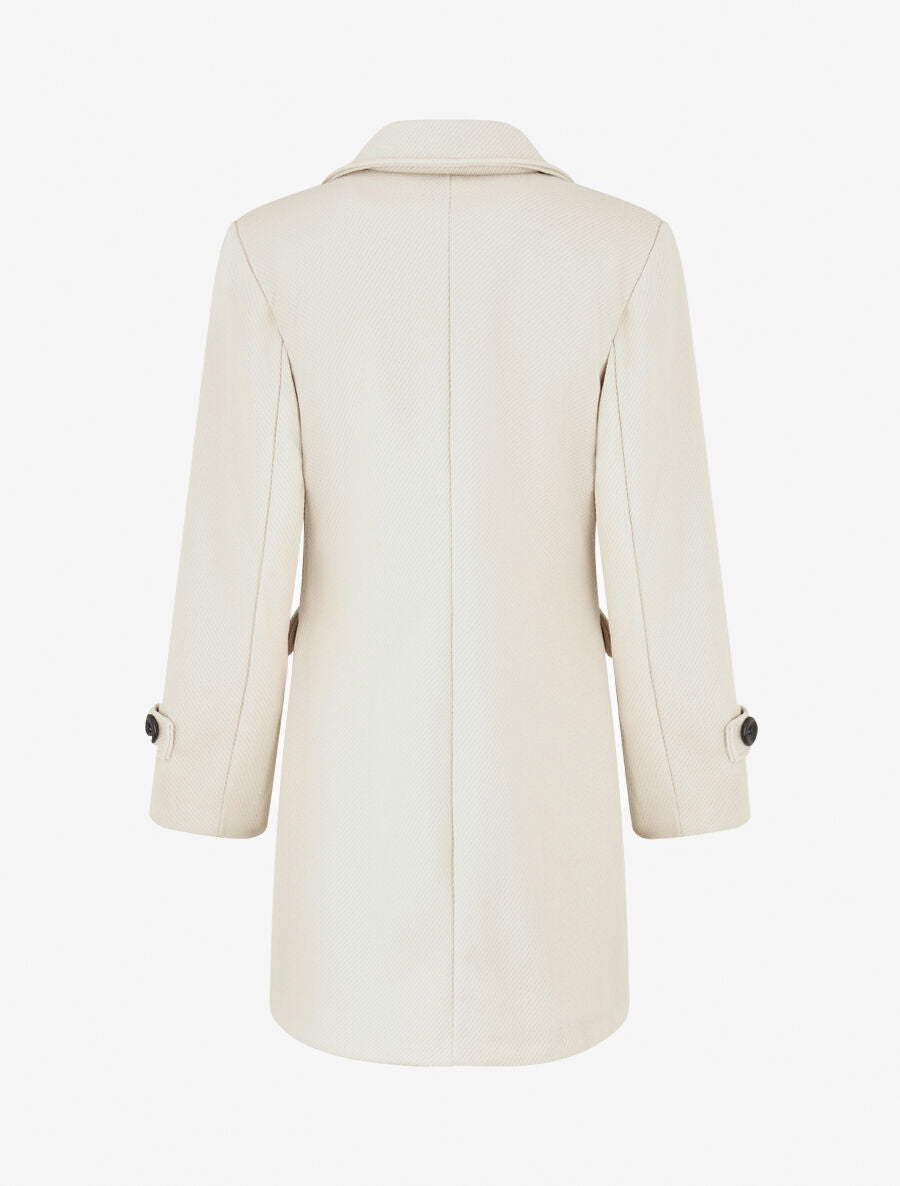 Manteau long uni à col cranté - Beige - 2