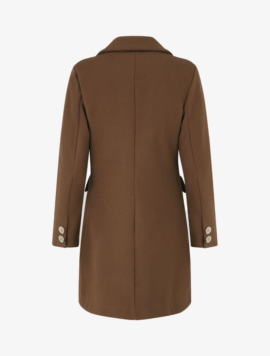 Manteau texturé à boutons décoratifs dorés - Marron - 2