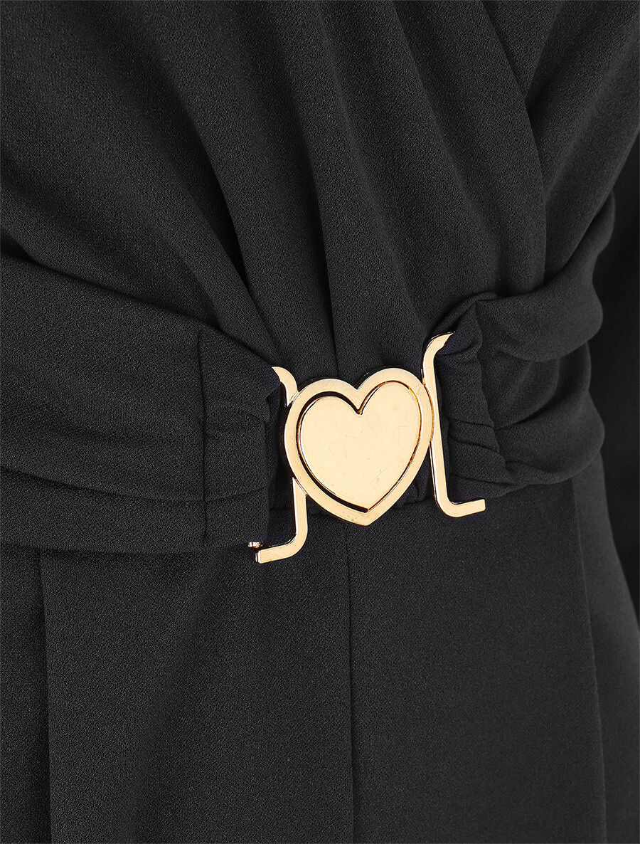 Combinaison unie à empiècement métal style coeur - Noir - 3