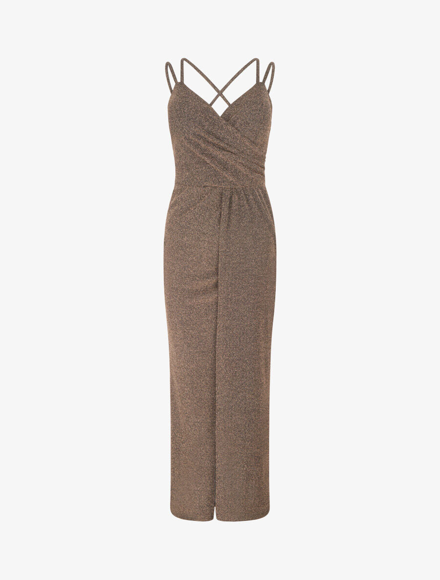 Robe longue irisée à bretelles croisées - Or - 1